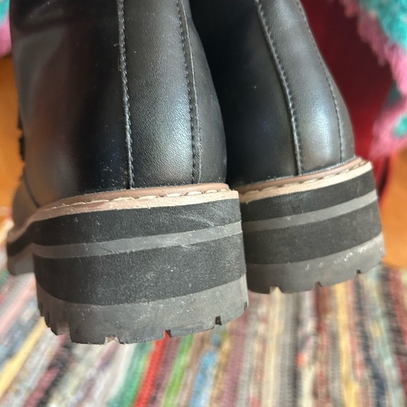 AquaDiva Stylish Shirley Black Leather Combat Boots 37/6.5" - Picture 7 of 16